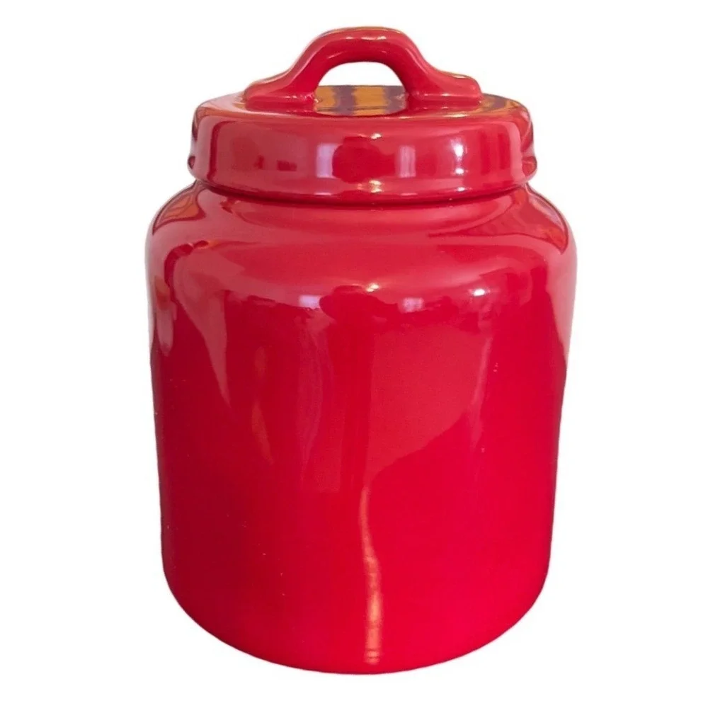 Rae Dunn Santa Cookies Jar Red‎ Ceramic Christmas Holiday Kitchen Decor Lid